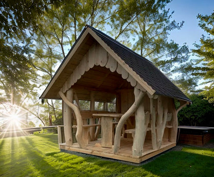 Curved Wood Gazebo "Nordic Grove"