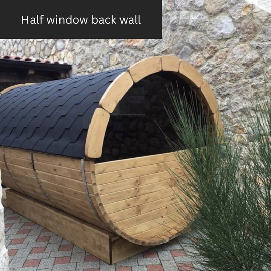 Terraced Basic door 1.7m Compact Barrel Sauna – Made in the UK | Eco-Friendly Pine | 4-Week Lead Time